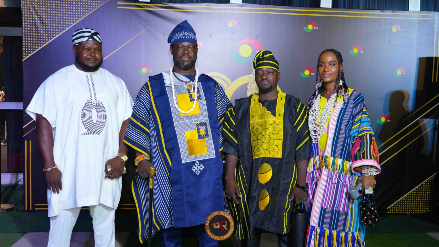 Michael Adangba and guests in traditional smocks at the Ghana’s Most Beautiful 20th anniversary launch